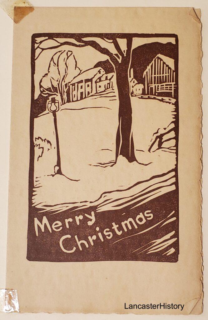 Christmas card with winter scene