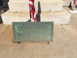Bronze tablet with profile of Lincoln and Gettysburg Address